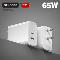 Adaptateur mural USB portable SENGOG 65W/45W GAN A+C USB-C à charge rapide avec protection OTP, prises EU/UK/KR, OEM