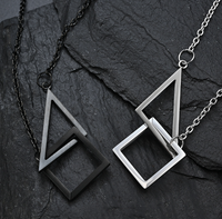 Collier pendentif géométrique triangulaire carré poli en acier inoxydable, chaîne de pull HipHop, bijou unisexe pour couple, cadeau