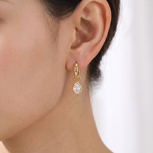 Trending Pear Cut Lab Grown Diamond Drop Hoop <b>Earrings</b> Custom 18K Gold VVS Lab Created Diamond Bridal <b>Fine</b> <b>Earrings</b> - Product Image 2