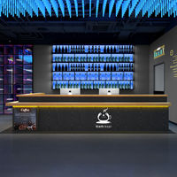 Bistro de luxe et armoire à vin Comptoir de bar de style industriel avec caisse enregistreuse éclairée Personnalisation silencieuse de la réception