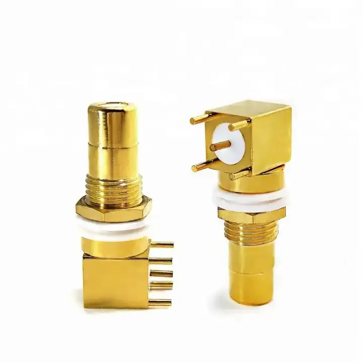 Gold Plated Audio Terminal Four Pins Rca Pal Female Jack Right Angle 90 deg PCB mount connector