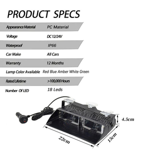 Luz <span class=keywords><strong>LED</strong></span> de advertencia <span class=keywords><strong>para</strong></span> <span class=keywords><strong>parabrisas</strong></span> de coche, barra de luz intermitente, luces estroboscópicas <span class=keywords><strong>para</strong></span> camiones, lámpara de señal de emergencia - Product Image 5