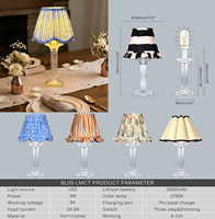 Lampe de table en cristal rechargeable 2700K, design artistique, verre transparent, IP54, lampe décorative pour mariage en extérieur, porte-bougie