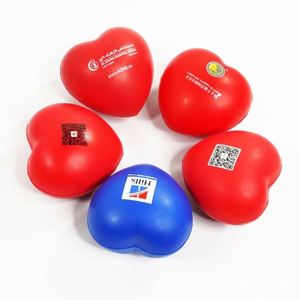 PU Foam Anti Stress Ball Customized <b>Logo</b> Heart Shape Stress Toys - Product Image 1