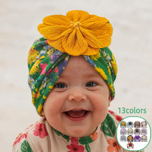 Nueva moda Floral estampado flores recién nacido cabeza envuelve colorido hecho a mano suave algodón elástico <span class=keywords><strong>turbante</strong></span> nudo sombreros fábrica al por mayor - Product Image 2