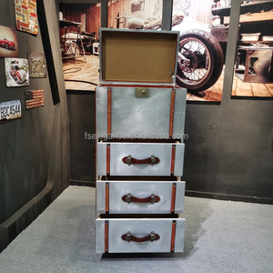 Luxury Wine Display Sideboard showcase Bedside Aluminum Kitchen Leather <strong>Rustic</strong> Trunk Side Table Corner <strong>Cabinet</strong> - Product Image 4