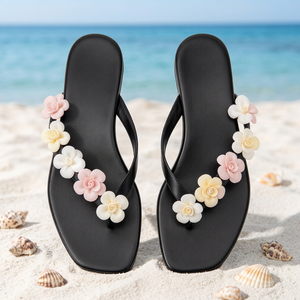 Fashion Women Dusty Blue Cork Flat <b>Slippers</b> Pearl Trim Thick Sole Spa Use Suitable For Home Styling Modern Women Dusty Pink fit - Product Image 3