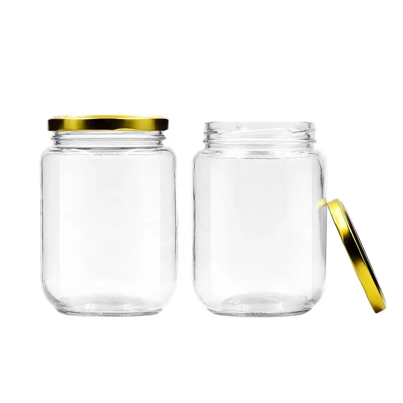 200ml 250ml 260ml 280ml 300ml 350ml 375ml 400ml 440ml 730ml 1000ml transparent food container glass honey jar with gold lid