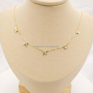 Collar personalizado con nombre de oro auténtico de 9K, <span class=keywords><strong>cadena</strong></span> con colgante de letra <span class=keywords><strong>inicial</strong></span> de oro macizo para regalos - Product Image 4