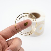 Autocollants en vinyle transparent personnalisés et durables, rouleaux d'étiquettes en feuille d'or, résistants à la chaleur et imperméables pour verres, pots cosmétiques, aliments