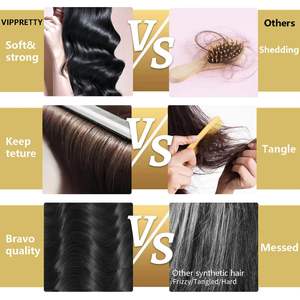 30英寸无胶高清蕾丝前假发，带时尚亮点13X6天然黑色人头马头发合成纤维宽松深波浪 - Product Image 6