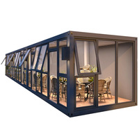 Maison conteneur préfabriquée en kit avec mur en verre, café-restaurant modulaire, design moderne, couleurs personnalisables, sûr, portable, facile à assembler