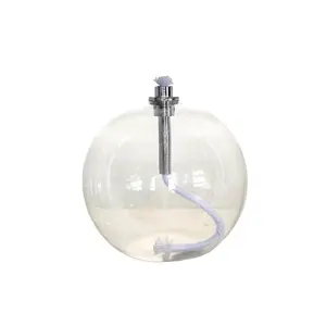 Artigianato all'ingrosso lampade a olio rotonde a sfera di vetro con stoppino bruciatore a olio soffiato a mano candela a olio borosilicato decorazione della casa