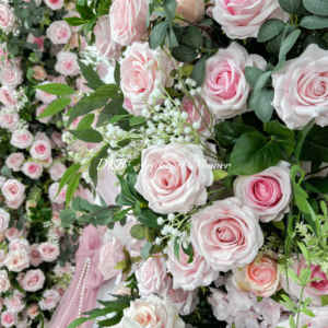 DKB Hot Sale Silk Artificial Flower Arch 6-7ft Height Green Leaf <b>Pink</b> Wedding Event <b>Backdrop</b> Decoration - Product Image 4