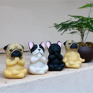 Adorno de Resina de Perro Zen Yoga, Encantadora Escultura de Poliresina de Pug, Estatua de Animal Meditando para Accesorios de <span class=keywords><strong>Coche</strong></span> y Decoración Interior - Product Image 1