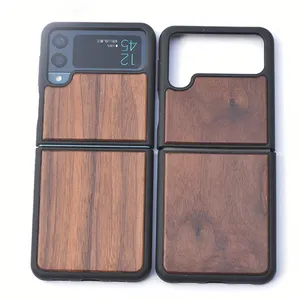 For Amazon Newest Solid Wood Phone Cases Wooden Case Folding Cases FOLD Cover For Samsung Galaxy Z Flip 3 5g Foldable Shell