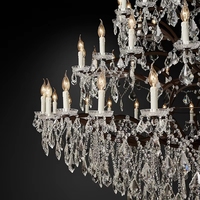 Gran Lámpara de Restauración de Lujo Rústica con Cristales K9 y Herrajes Estilo María Teresa para Banquetes, Sala de Estar y Hotel