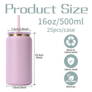 Vaso de Acero Inoxidable de 16 oz con Pintura Dorada Sublimada en el Interior, con Pajita y Tapa, para Smoothies, Cerveza y Café, Disponible en Stock - Product Image 6