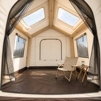 Tente de camping gonflable 3x2,5x2,2m, double entrée, 2 fenêtres en PVC, toile Oxford 420D imperméable, tente pneumatique 7,5 ㎡   Glamping familial, camping familial de grande taille