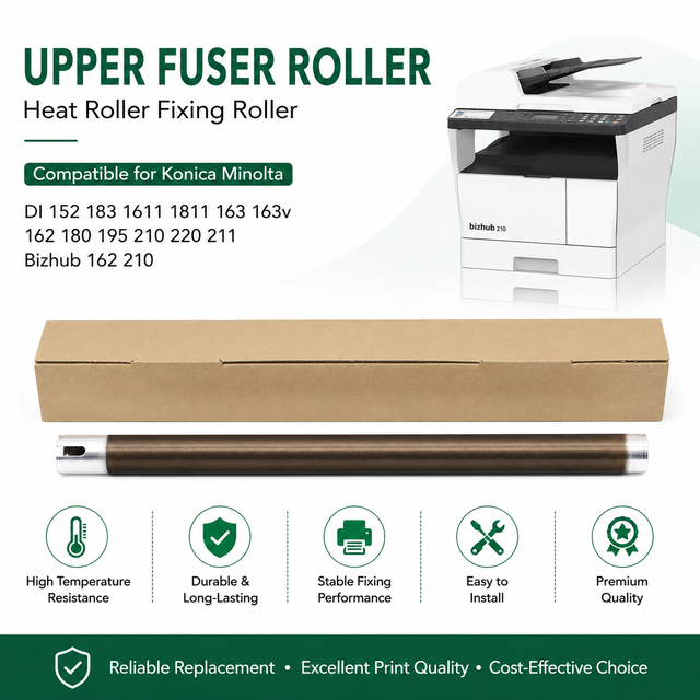 Upper Fuser Roller Heat Roller Fixing Roller for Konica Minolta DI 152 183 1611 1811 163 162 180 195 210 220 211 Bizhub 162 210