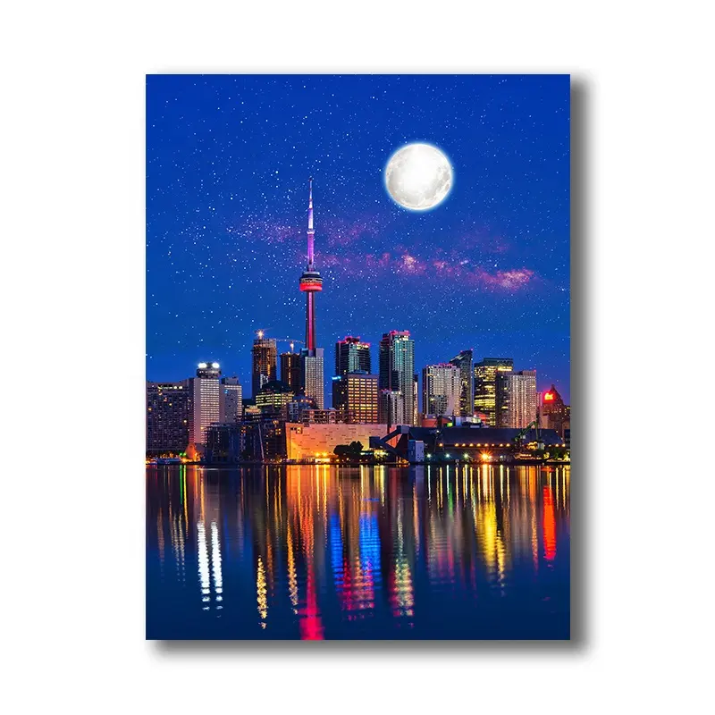 Güzel Toronto şehir gece resim baskılar led tuval boyama ev dekor için