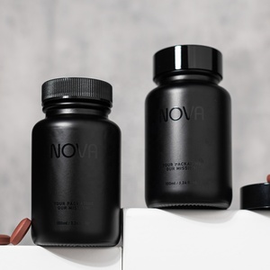 60ml 100ml 120ml 150ml Weithalsglasflasche in Mattschwarz für Gummibärchen, Vitaminpillen, 100ml Nahrungsergänzungsmittel, Kapselglas - Product Image 1
