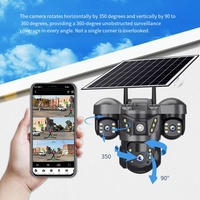 Nouvelle caméra de surveillance domestique à LED solaire à trois objectifs et trois écrans, télécommandée, mobile, extérieure, haute définition, vocale, IP66