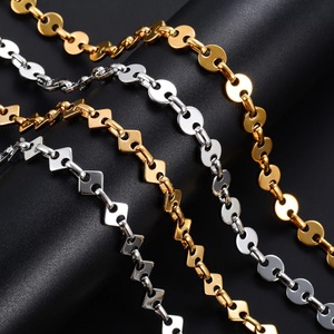 Collier chaîne à maillons ronds et carrés géométriques en acier inoxydable de 8 mm pour femmes et hommes, fait main, plaqué or, bijoux en métal - Product Image 2