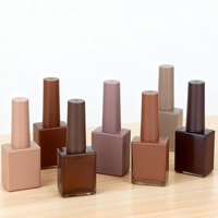 Vente en gros de flacons en verre pour vernis à ongles, personnalisés, vides, mats, carrés, de 10 ml, 12 ml, 15 ml, pour l'emballage de produits de beauté, avec bouchon et pinceau