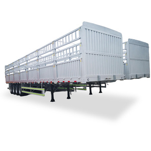 Semirremolque de Acero de 4 Ejes <span class=keywords><strong>para</strong></span> Transporte de <span class=keywords><strong>Ganado</strong></span> y Animales con Valla de Estacas, Capacidad de Carga de 100T - Product Image 4