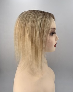 Capelli vergini per capelli umani da donna 2.75 \ "X 5 \" capelli lisci biondo lisci con molletta in pizzo trasparente per capelli sottili - Product Image 1