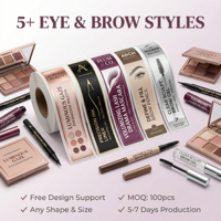 Étiquettes cosmétiques personnalisées en feuille d'or rose |   Autocollants en vinyle imperméables pour palette de fards à paupières et emballage de mascara