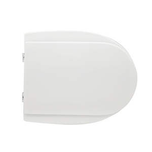 Asiento de Inodoro Alargado Blanco con Bisagras de Bucle de 50.5 cm de Largo y Cierre Suave para Baño - Product Image 1