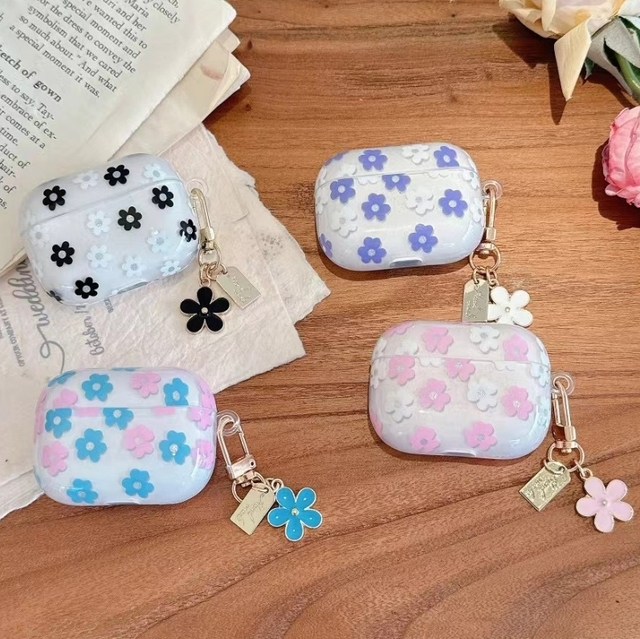 Flower Design Soft TPU Shockproof clear case for airpods 3rd Gen Floral Pattern Headphone Cover with Keychain