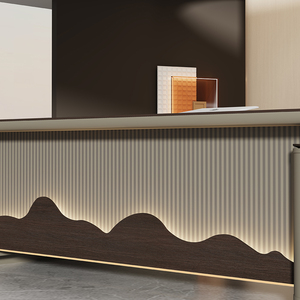 Patron özel ahşap basit ev ofis çalışma masaları bilgisayar masaüstü Modern lüks ev masa uzanmış modüler iş istasyonu - Product Image 2