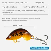 LUSHAZER Cuillère en métal pour crevettes Kit VIB de leurres de pêche 40mm 9g Ensemble d'appâts de pêche artificiels durs pour truite bar brochet crappie saumon