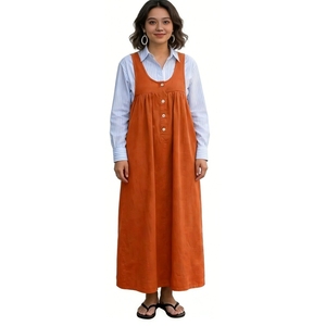 เดรสยาวทรงพินาโฟร์สำหรับผู้หญิง แบบไม่มีแขน ติดกระดุมด้านหน้า สไตล์ลำลอง แฟชั่น - Product Image 2