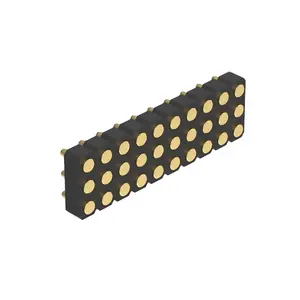 Denentech pcb pogo pin connector contacts 3mm Male H2.5mm Triple Row Straight SMT gold plated pogo pin