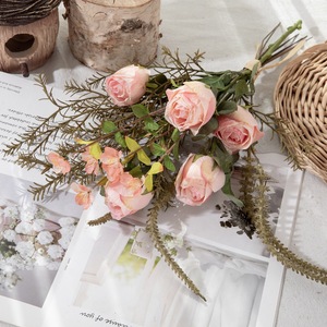 Ramo de Rosas Artificiales Zhihua, Tela Plástica Tejida, Decoración del Hogar, Accesorios para Bodas CF01251 - Product Image 2