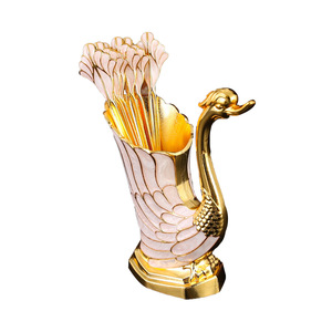 Portacucchiaio a forma di cigno Maini Light Luxury, decorato con diamanti, supporto in oro e argento, oggetto decorativo, artigianato in lega, metallo - Product Image 5