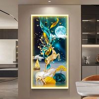 Tableau mural LED en porcelaine cristalline anti-décoloration, cadre en alliage d'aluminium, étanche et antirouille, peinture murale lumineuse, décoration intérieure