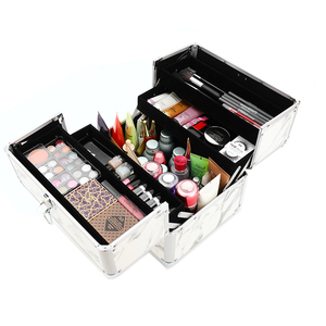 Personalizado Estilo Vintage Maquiagem Kits Profissional Alumínio Metal Vanity Nail Trolley Case com sacos cosméticos & Casos - Product Image 1