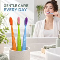 Spazzolino da Denti Manuale per Adulti con Testina Lunga, Setole Morbide Colorate, Manico Antiscivolo, Logo Personalizzato, Cura Orale