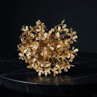 Vente en gros de fleurs d'hortensia artificielles dorées de 18 cm, tige unique, centre de table pour mariage, décoration florale pour vase