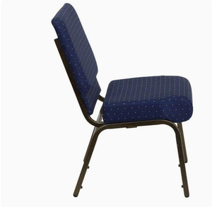 Chaise d'église tendance empilable avec rembourrage épais en tissu et structure métallique, petite chaise de bureau pliable pour l'école, l'hôtel, le culte et la prière - Product Image 4