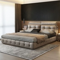 China Foshan Erwachsenen-Schlafzimmermöbel Modernes Hochwertiges Eichenholz-Bettgestell Neues Echtes Leder King/Queen Bett mit Stauraum Langlebig