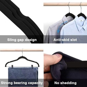 Adult pants hanger, plush fabric hanger with clips, plastic anti-slip clothing store rack, <b>clothes</b> hanger, plastic <b>clothes</b> rack - Product Image 4