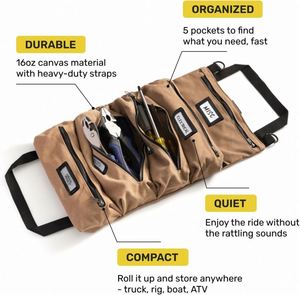 Muestra gratuita: Bolsa enrollable para herramientas Super Tool Roll Bag - Bolsa enrollable grande para llaves, organizador portátil para herramientas pequeñas, para camping y el maletero del coche - Product Image 3
