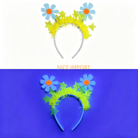 Headband Pesta Neon Gaya Bunga Terlaris dengan Jepit Rambut Bergaris Macaron Aksesoris Rambut Tema Neon
