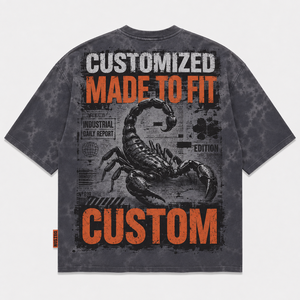 T-shirt personnalisé 300 GSM 100% coton délavé à l'acide avec motif Scorpion, coupe ample et épaisse, style streetwear, OEM, pour homme - Product Image 2